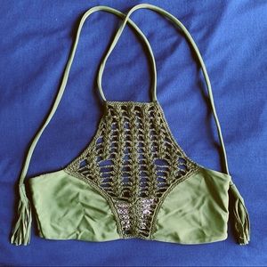 ACACIA SWIMWEAR GREEN BIKINI SET (S TOP/M BOTTOMS)